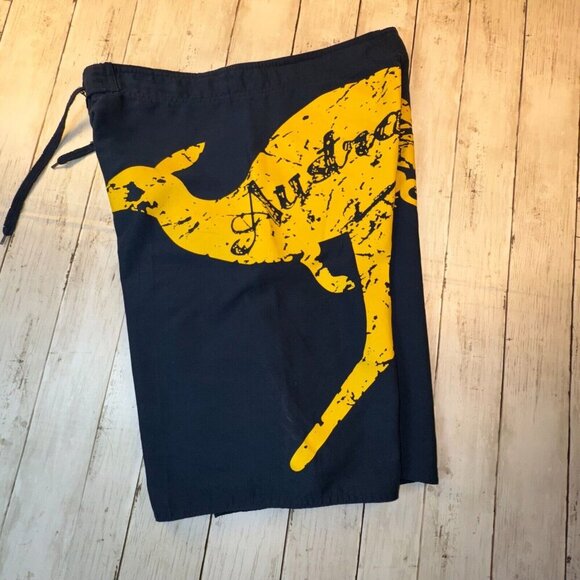 Hoxley Australia Men's Board Shorts Blue Size L Kangaroo Summer Ocean Relax - Picture 2 of 7